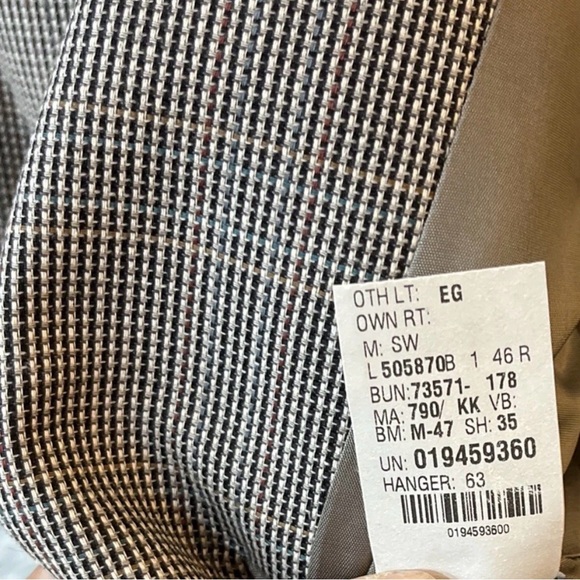 Chaps Ralph Lauren Grey & multicolor Plaid Blazer Suit Jacket Mens 46R Wool Silk - Picture 6 of 7
